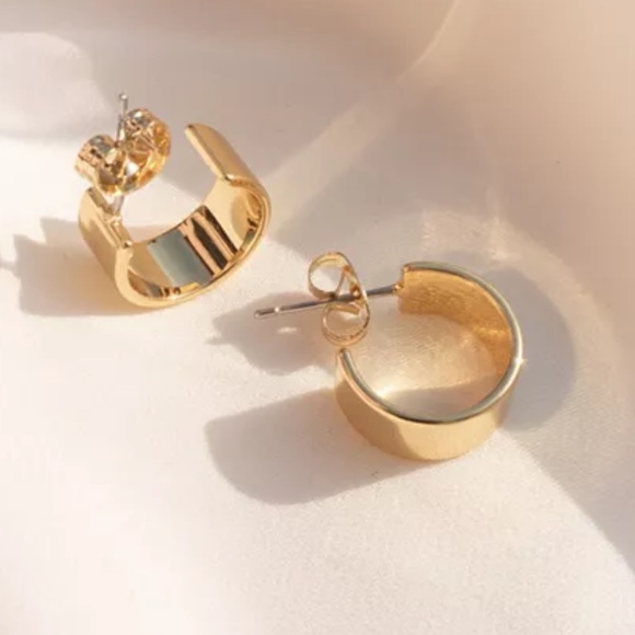 New! Luv Aj Gold -Tone Polished Huggie Hoop Earrings - Picture 2 of 7